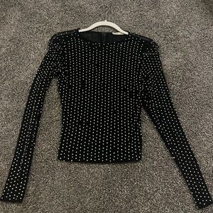 Alice + Olivia Rhinestone pearl top
